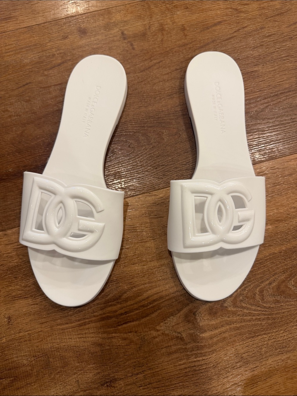 Size 39 & Gabbana White Logo Slide Sandals rubber no box - Picture 6 of 8